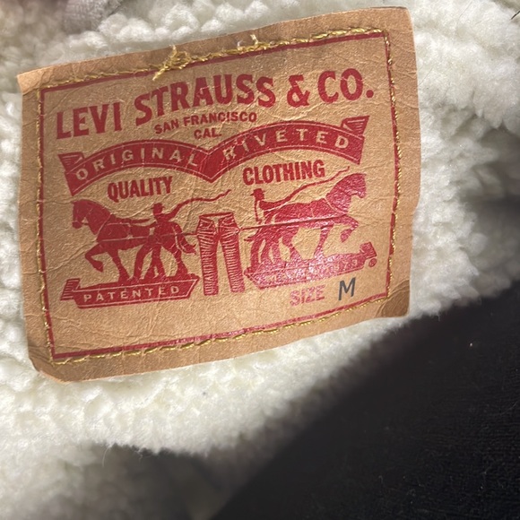 Levi’s Cream Denim Fleece Lined Jacket Size M - Picture 7 of 11